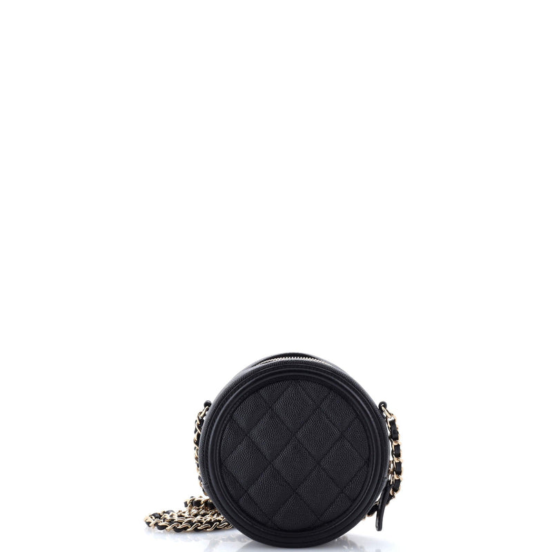 Chanel Filigree Round Clutch With Chain