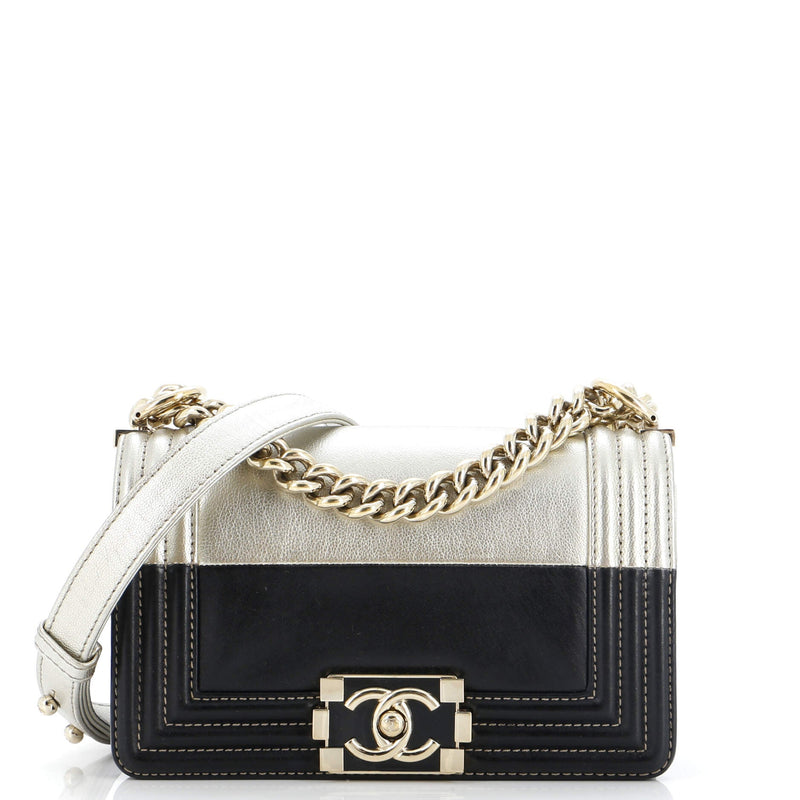 Chanel Bicolor Boy Flap Bag Calfskin