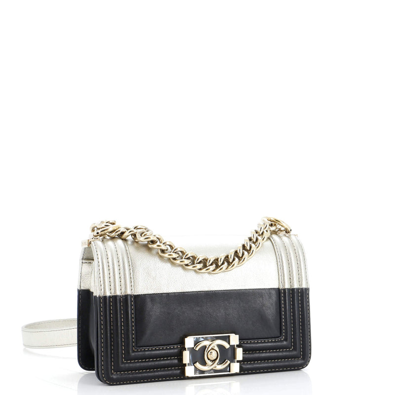 Chanel Bicolor Boy Flap Bag Calfskin