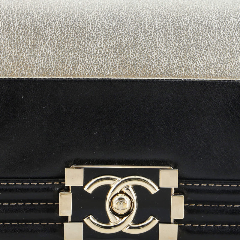 Chanel Bicolor Boy Flap Bag Calfskin