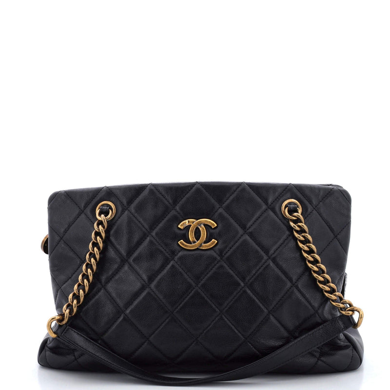 Chanel Cc Crown Tote Quilted Leather