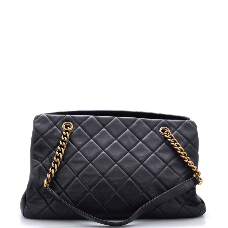 Chanel Cc Crown Tote Quilted Leather