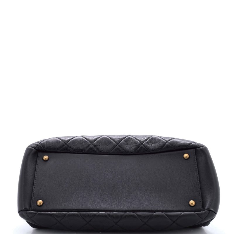 Chanel Cc Crown Tote Quilted Leather