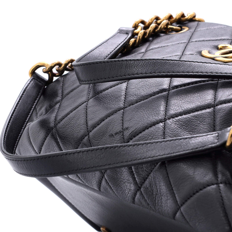 Chanel Cc Crown Tote Quilted Leather