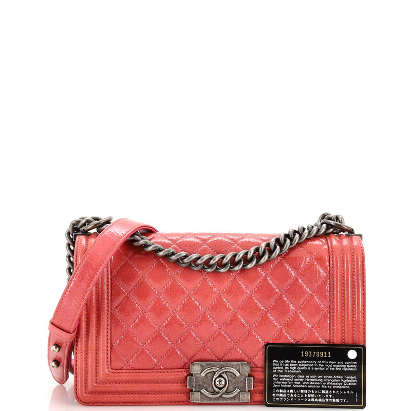 Chanel Boy Flap Bag Quilted Patent Old