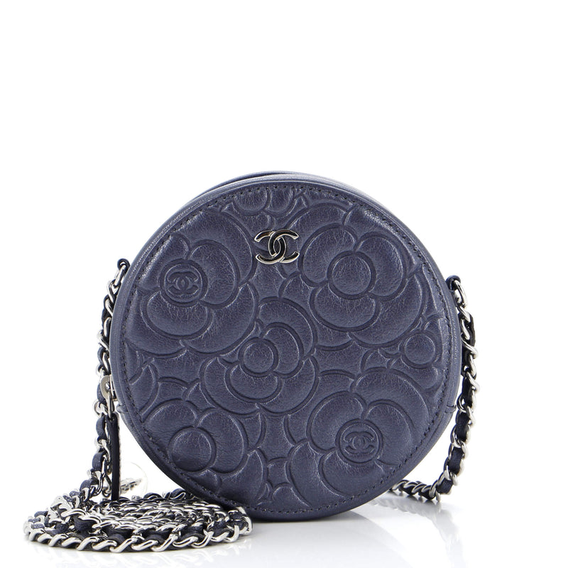 Chanel Round Clutch With Chain Camellia