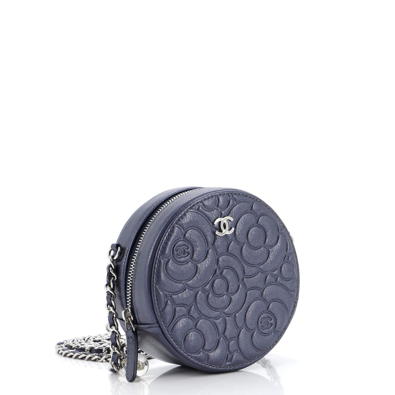 Chanel Round Clutch With Chain Camellia