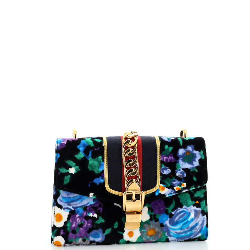 Gucci Sylvie Shoulder Bag Printed Velvet