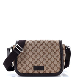 Gucci Flap Messenger Bag Gg Canvas Small