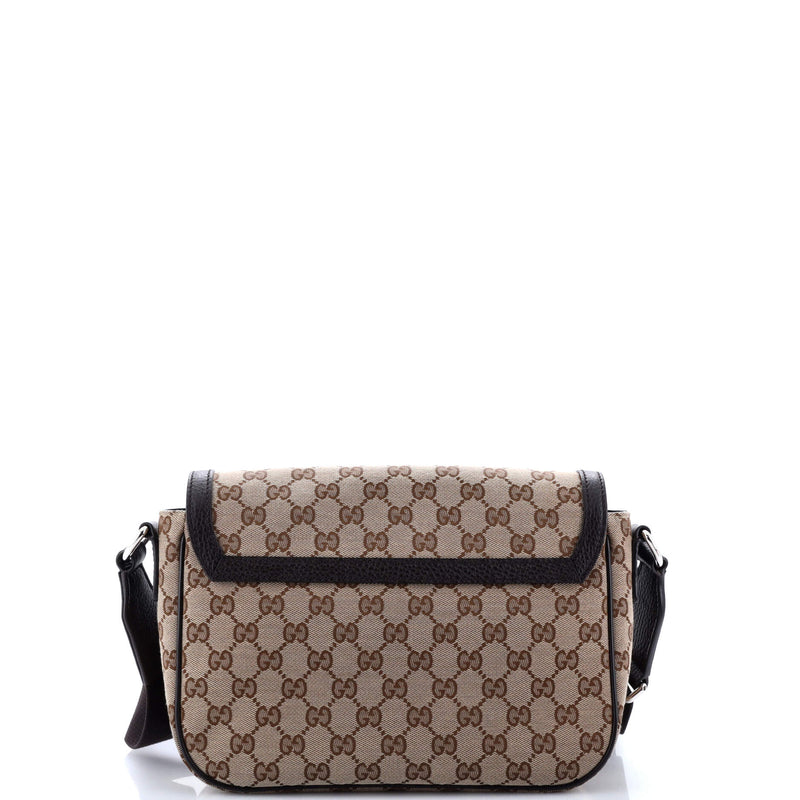 Gucci Flap Messenger Bag Gg Canvas Small