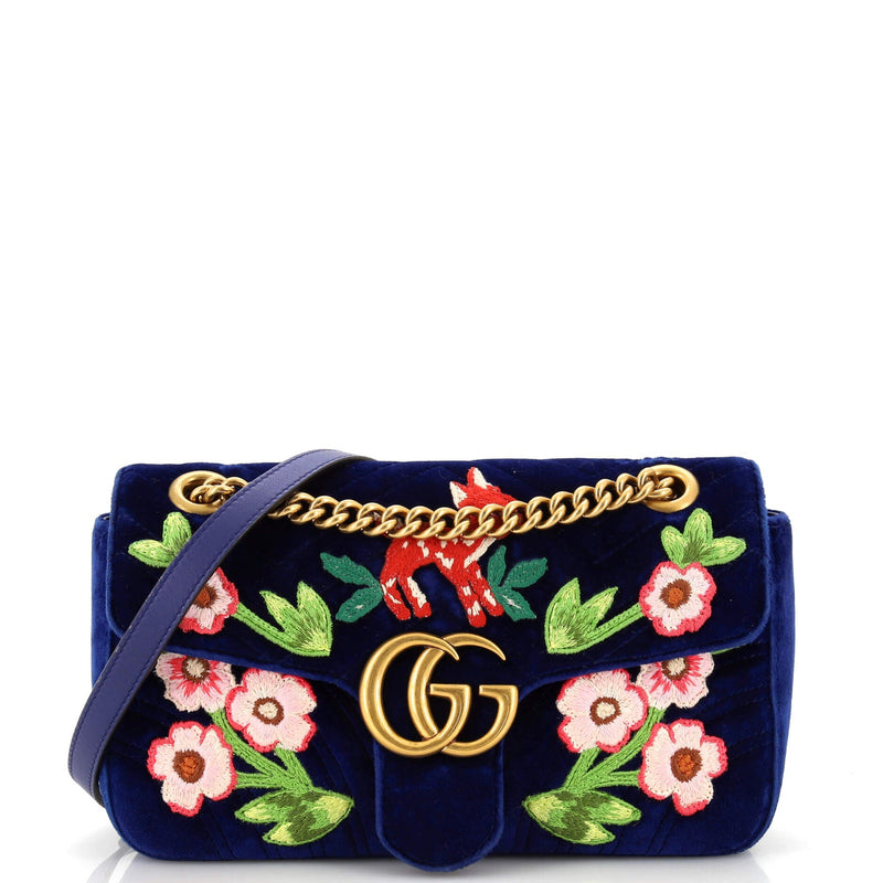 Gucci Gg Marmont Flap Bag Embroidered