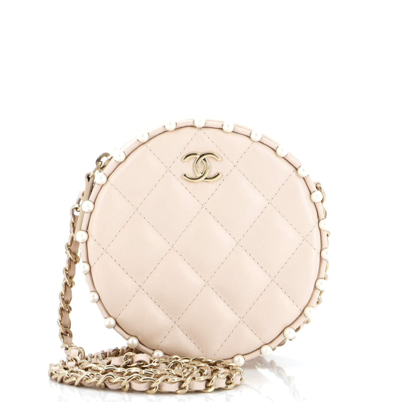 Chanel Round Clutch With Chain Quilted