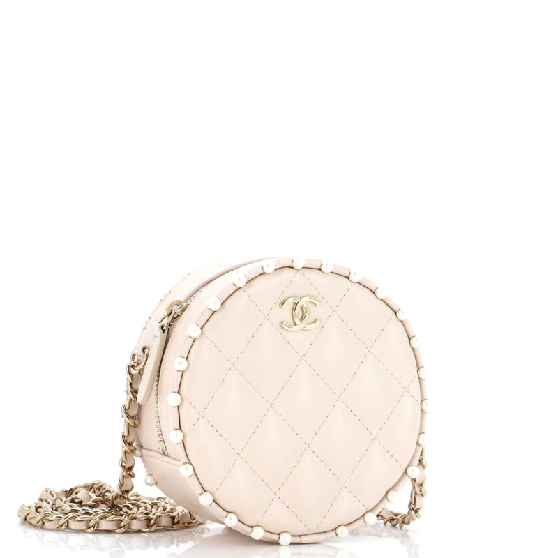 Chanel Round Clutch With Chain Quilted