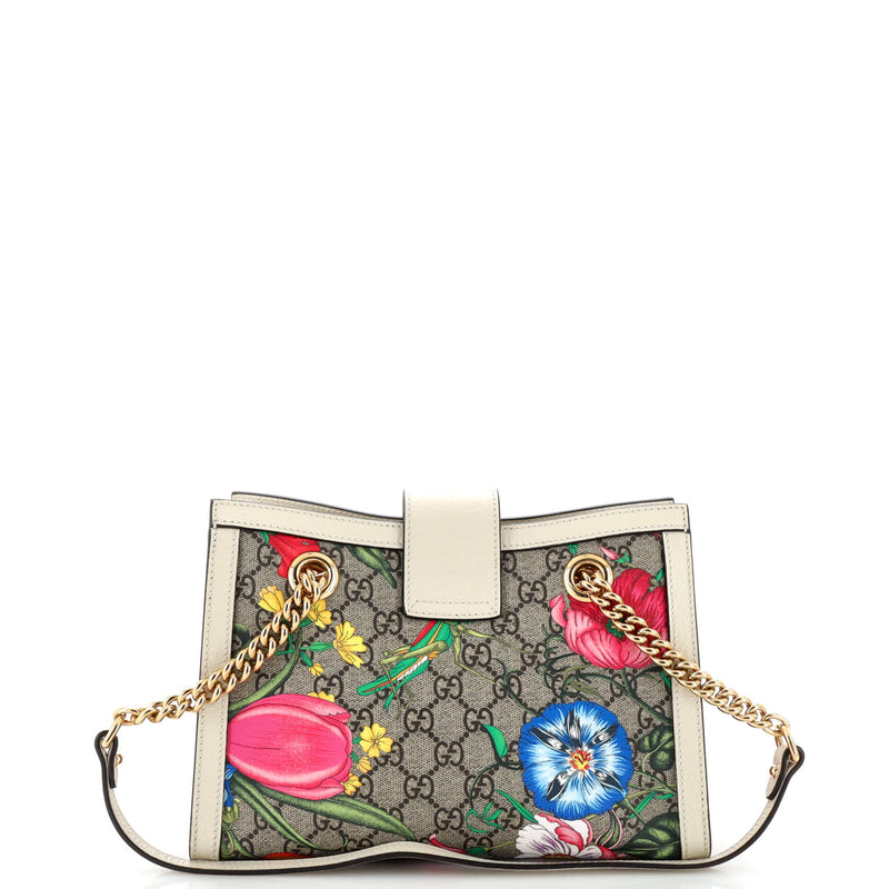 Gucci Padlock Chain Tote Flora Gg Coated