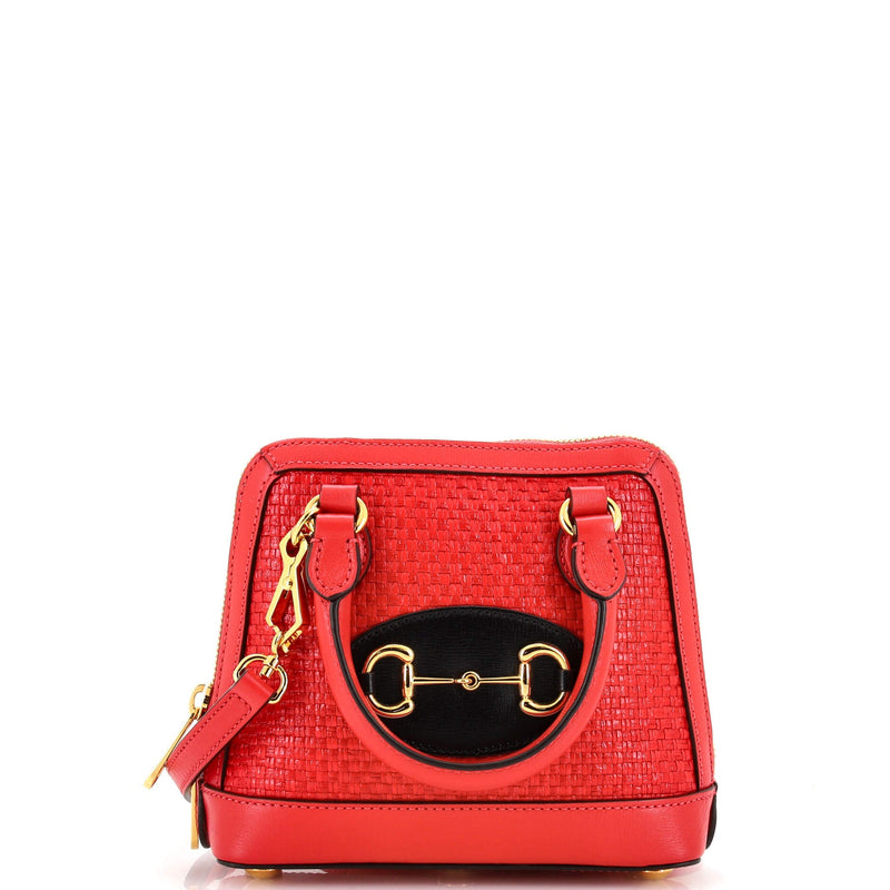 Gucci Horsebit Top Handle Bag Raffia