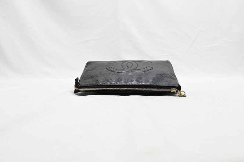 Chanel Cc Logo Calf Skin Cosmetic Pouch