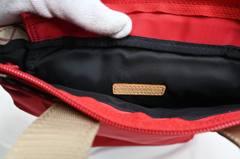 Burberry Red & Brown Nylon Canvas