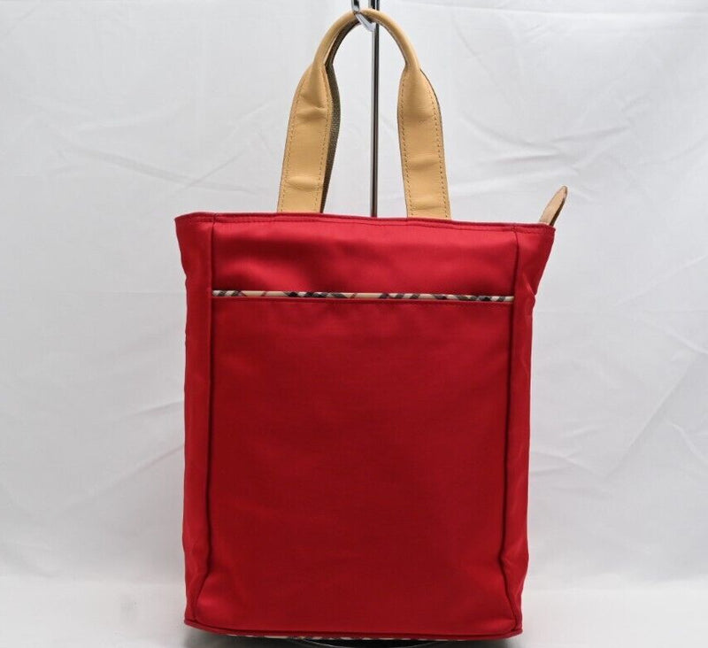 Burberry Red & Brown Nylon Canvas