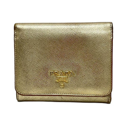 Prada - Gold Leather Trifold Wallet