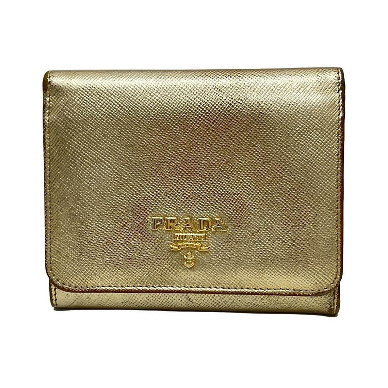 Prada - Gold Leather Trifold Wallet