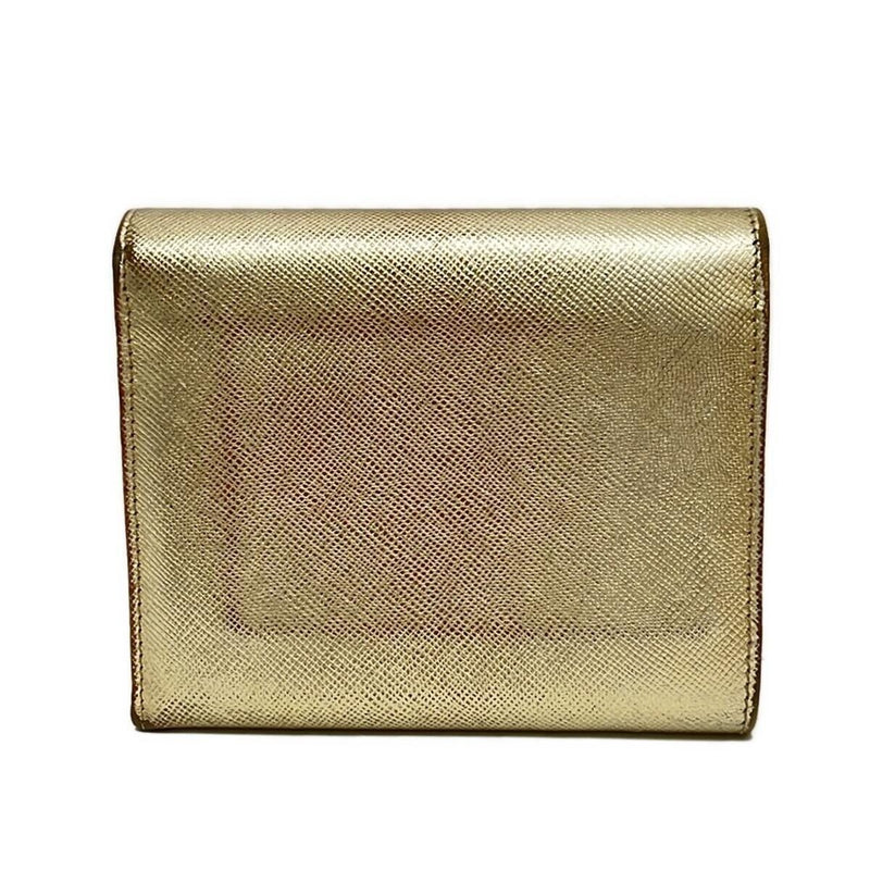 Prada - Gold Leather Trifold Wallet