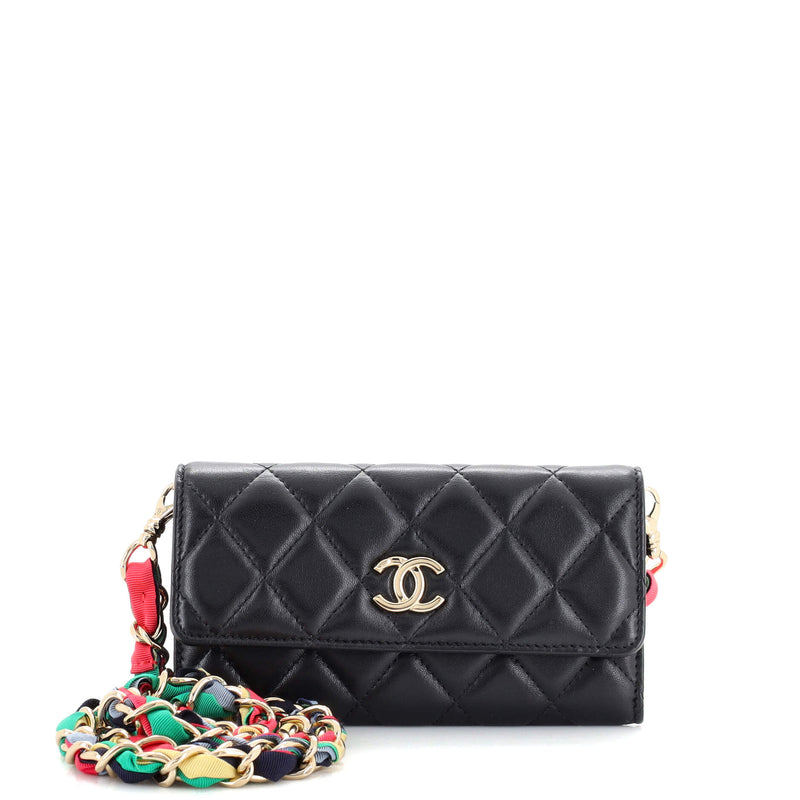 Chanel Ribbon Long Clutch With Chain