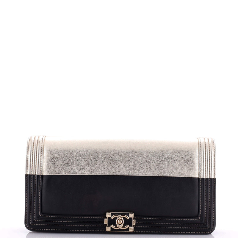 Chanel Bicolor Boy Flap Clutch Calfskin