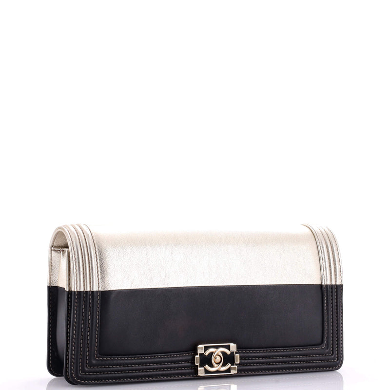 Chanel Bicolor Boy Flap Clutch Calfskin