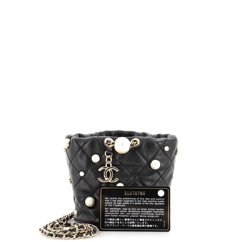 Chanel Drawstring Round Bucket Bag Pearl