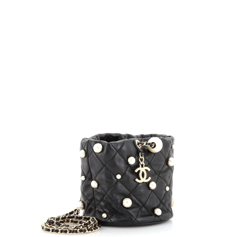 Chanel Drawstring Round Bucket Bag Pearl