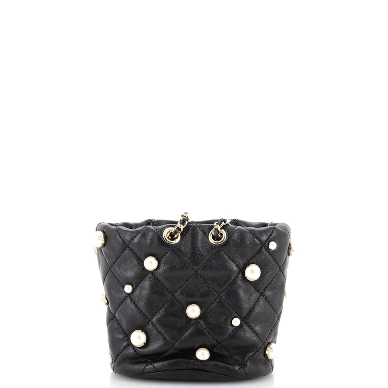 Chanel Drawstring Round Bucket Bag Pearl