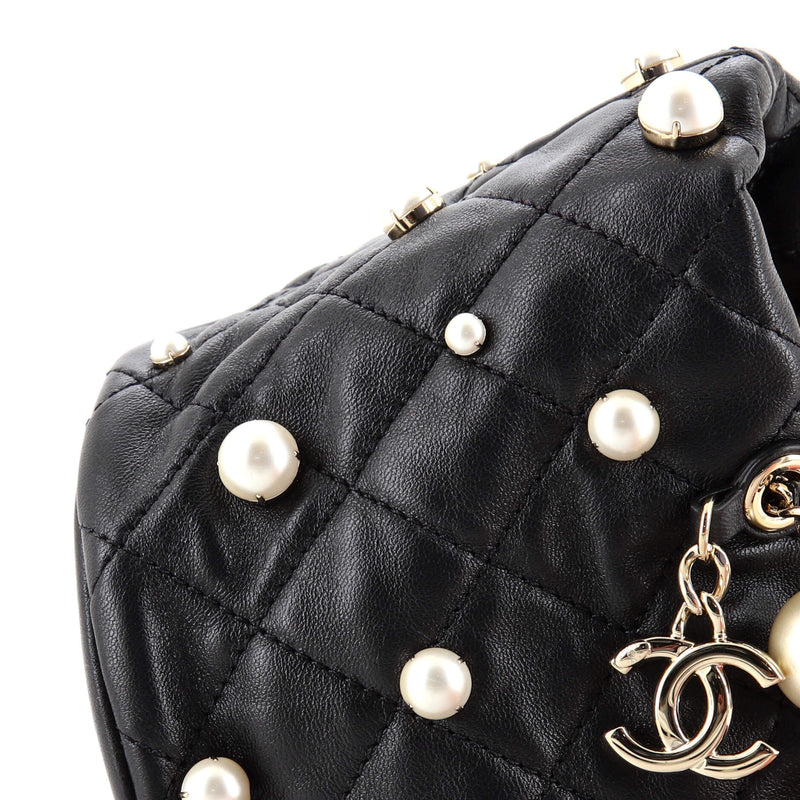 Chanel Drawstring Round Bucket Bag Pearl