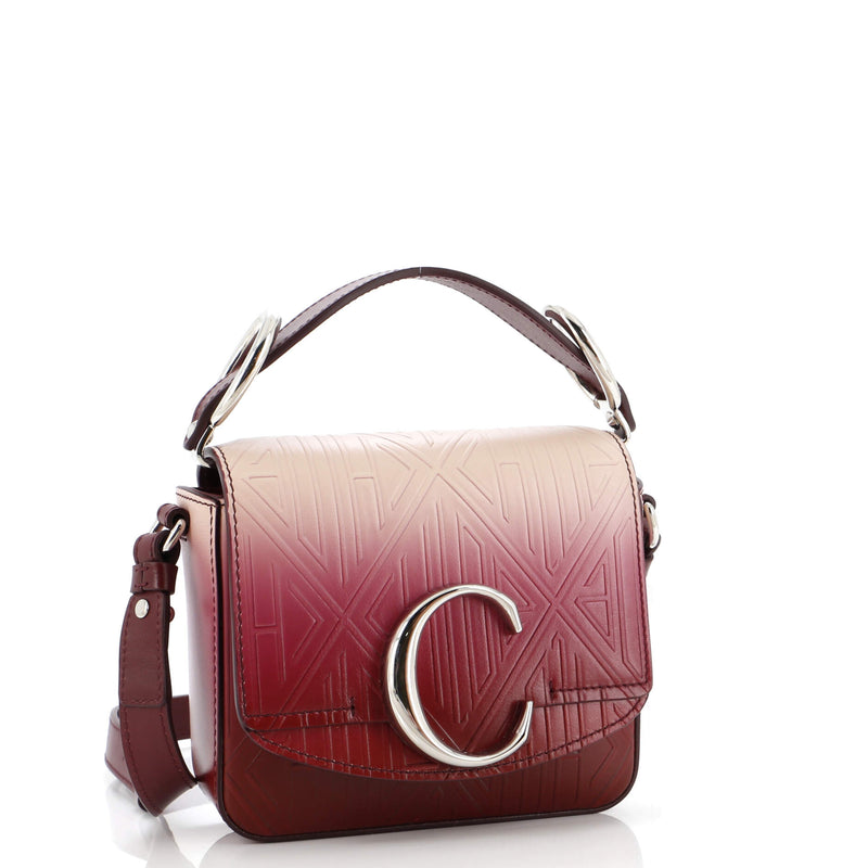 Chloe C Flap Bag Embossed Leather Mini