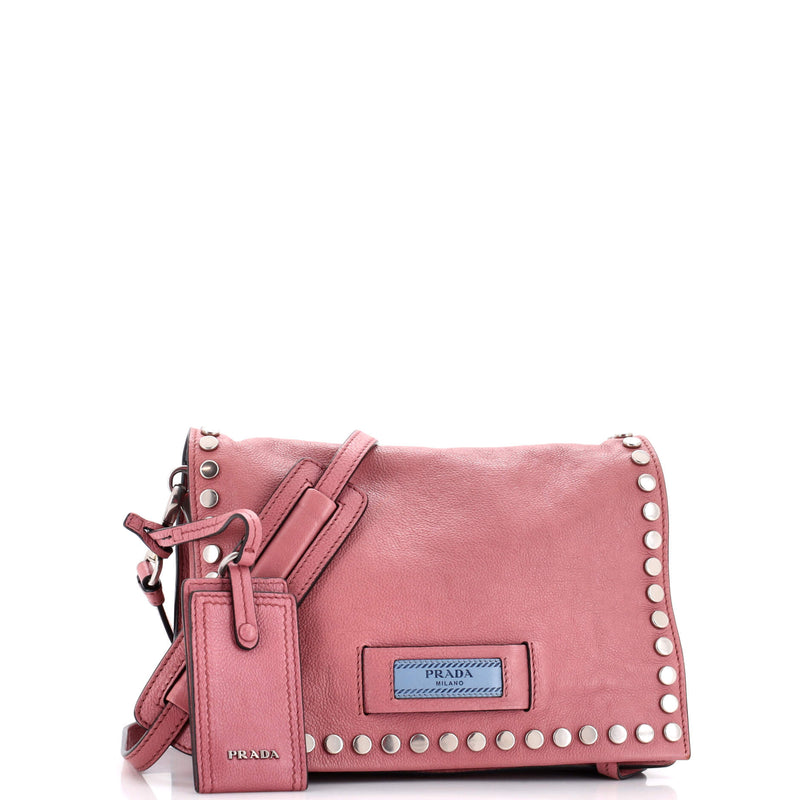 Prada Etiquette Flap Bag Studded Glace