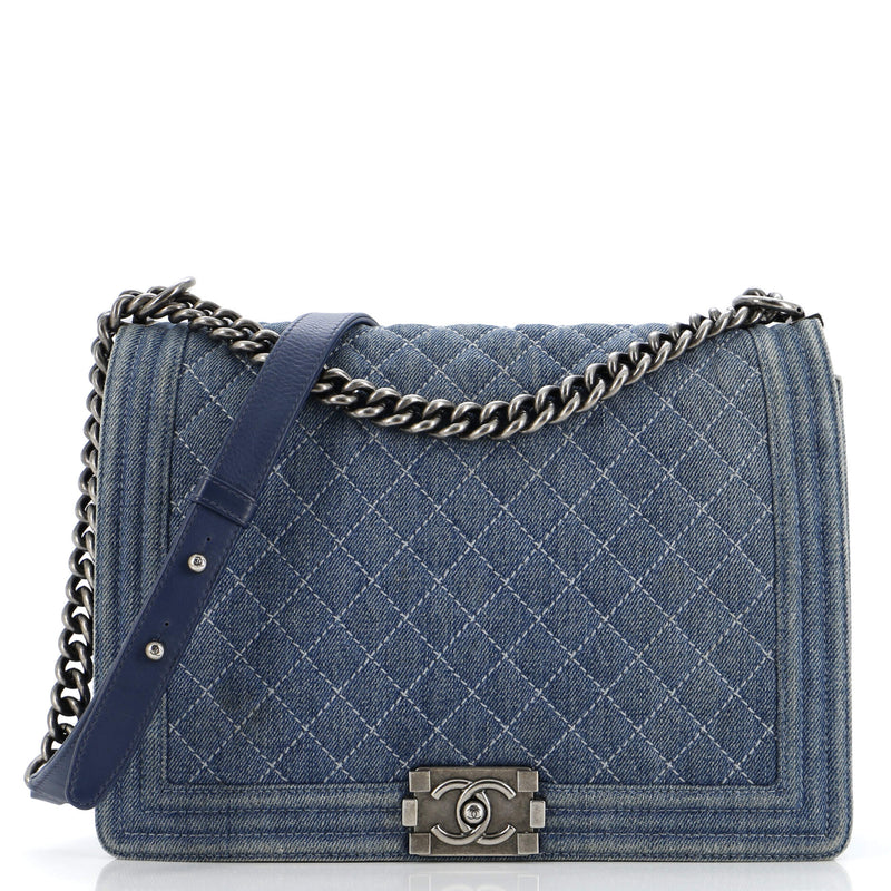 Chanel Boy Flap Bag Quilted Denim Large