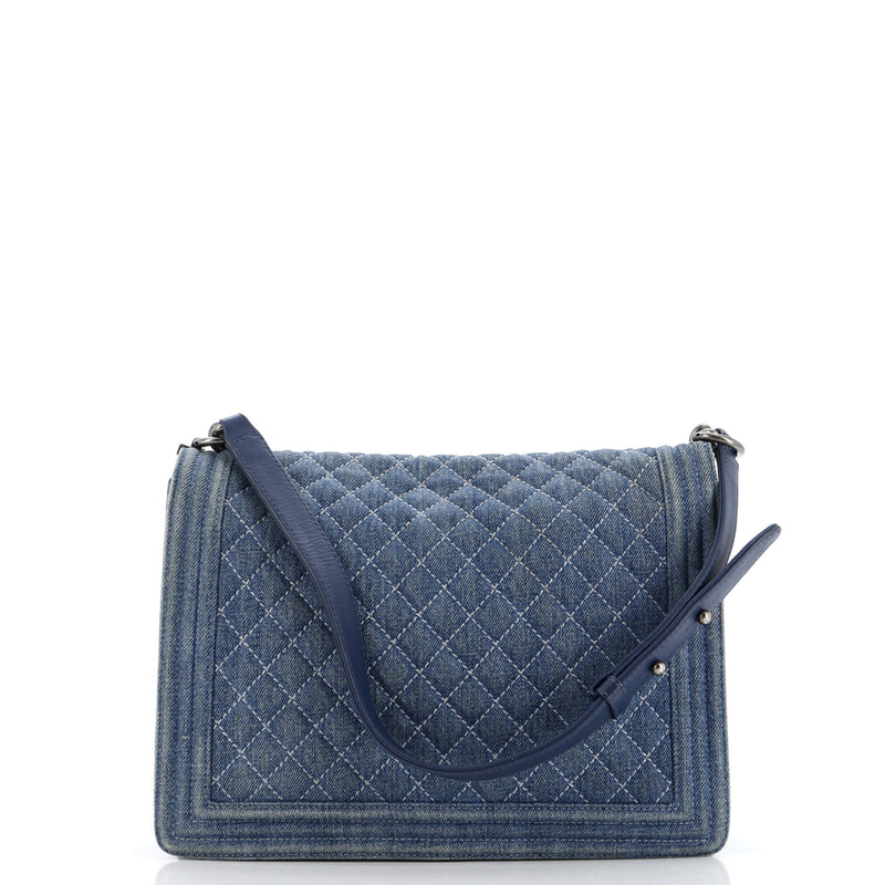 Chanel Boy Flap Bag Quilted Denim Large