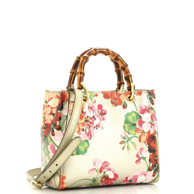 Gucci Bamboo Shopper Tote Blooms Print