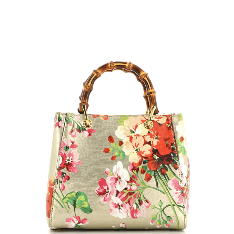 Gucci Bamboo Shopper Tote Blooms Print