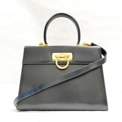 Ferragamo Hand Bag Black Leather