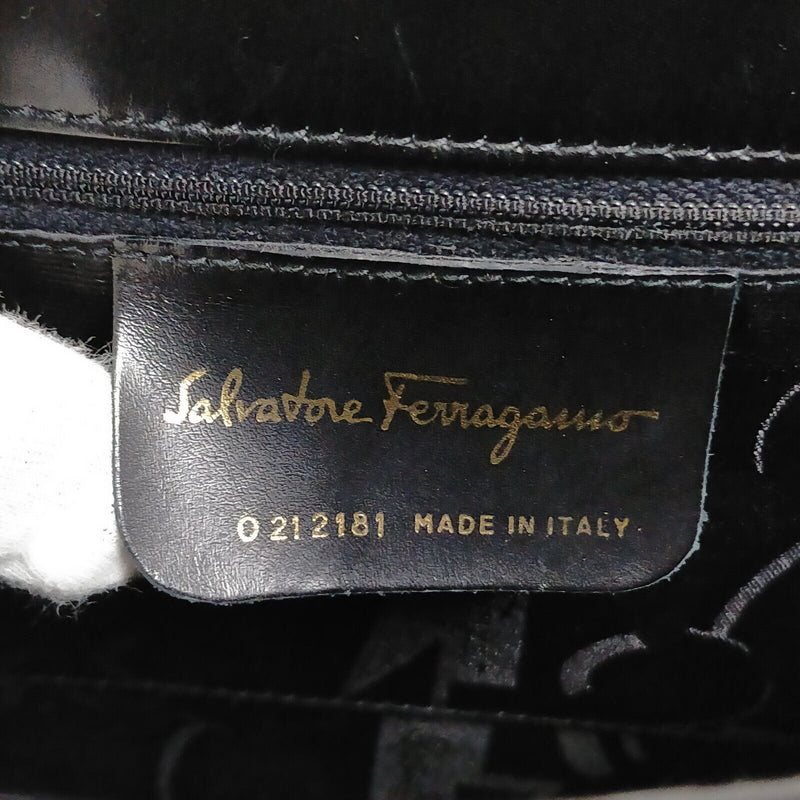 Ferragamo Hand Bag Black Leather