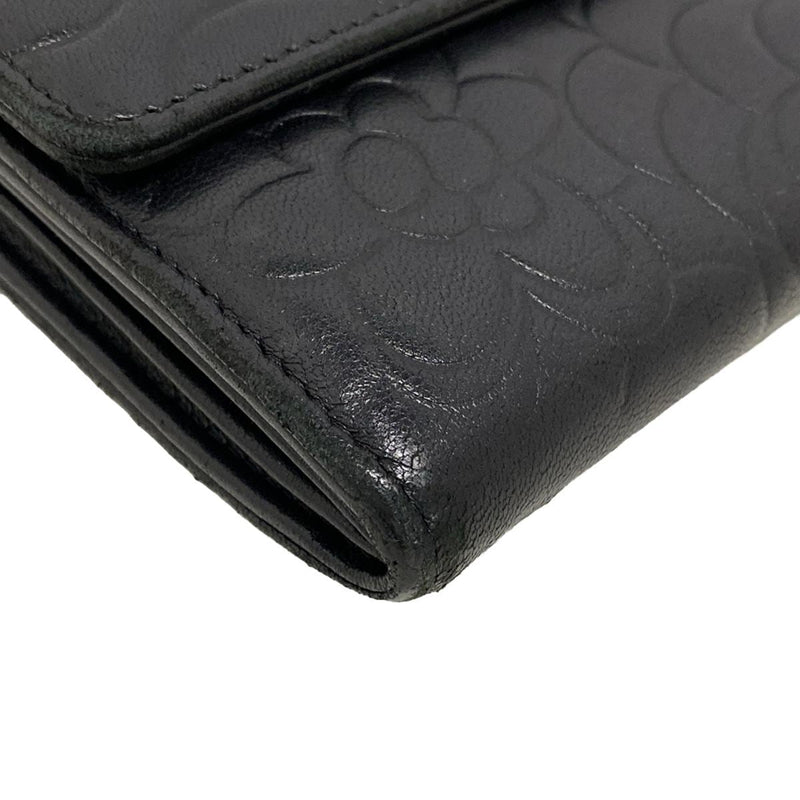 Chanel Camellia Long Wallet Black