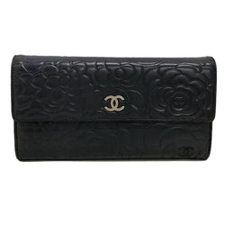 Chanel Camellia Long Wallet Black