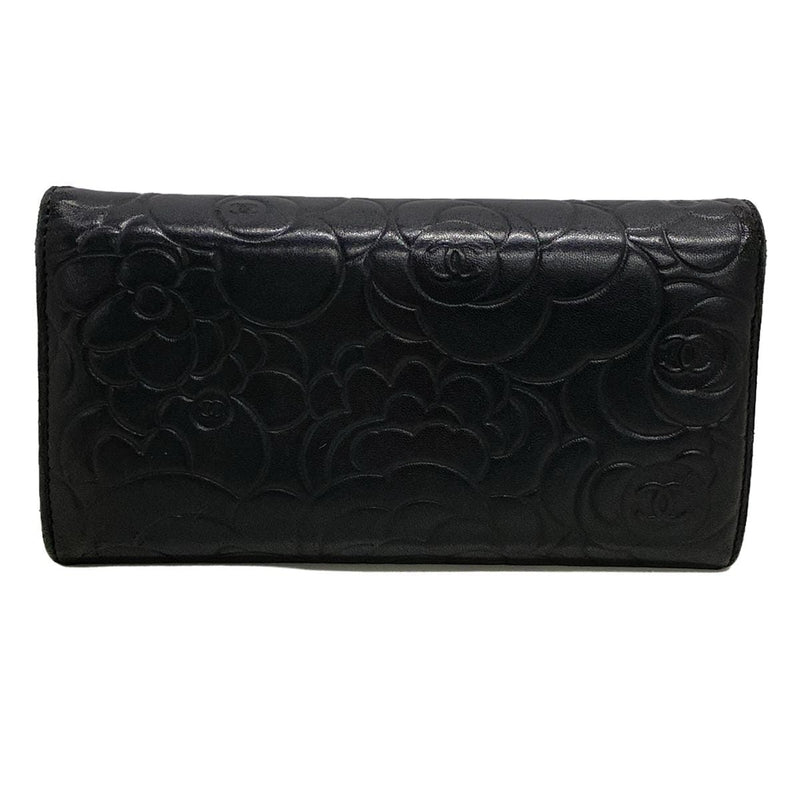 Chanel Camellia Long Wallet Black