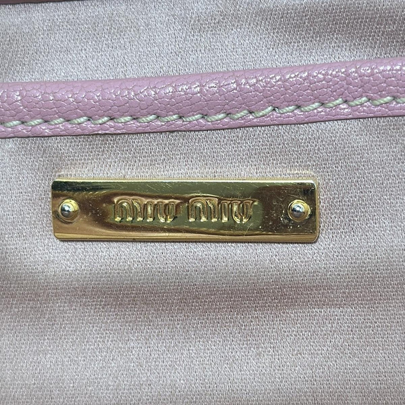 Miumiu Madras Handbag Pink Leather