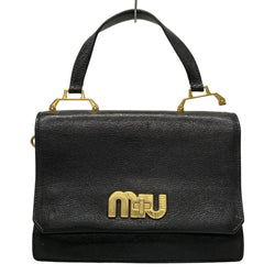 Miumiu Madras Handbag Black Leather