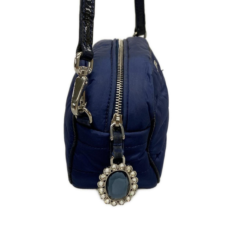 Miumiu Logo Shoulder Bag Navy Nylon