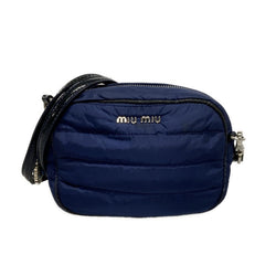 Miumiu Logo Shoulder Bag Navy Nylon