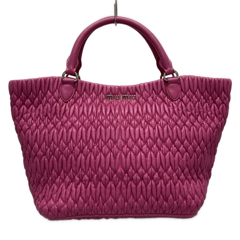 Miumiu Miu Crystal Tote Bag Pink Leather