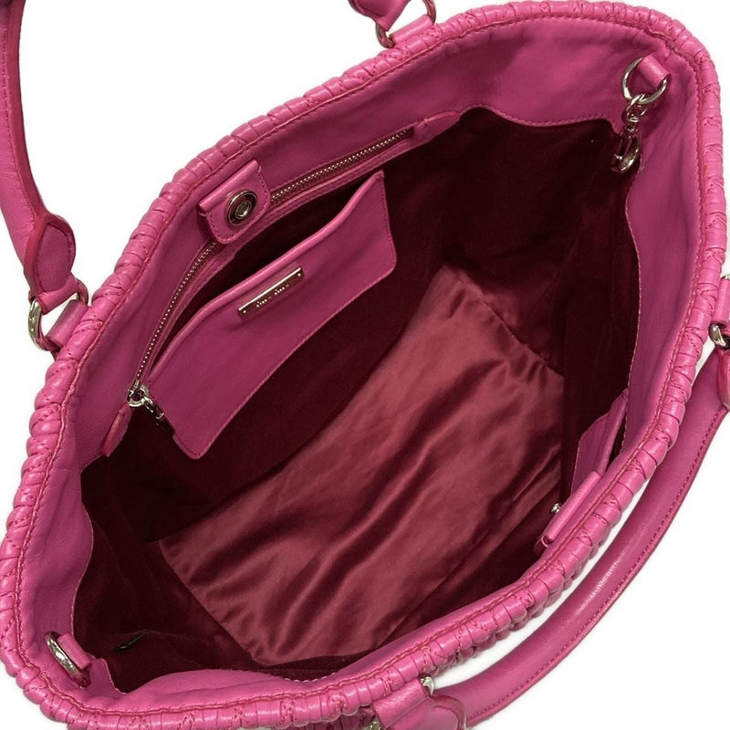 Miumiu Miu Crystal Tote Bag Pink Leather