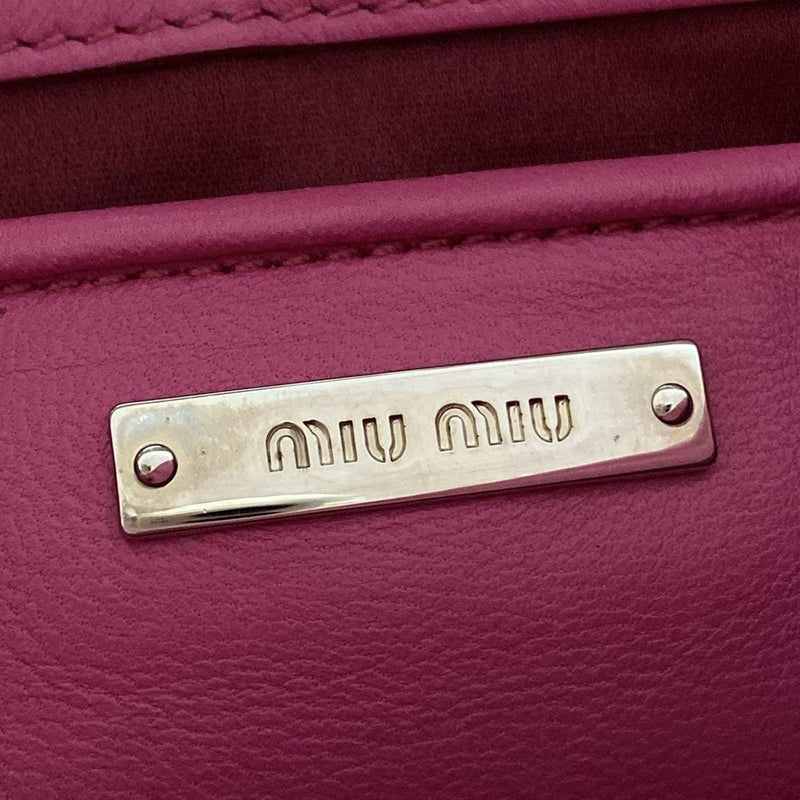 Miumiu Miu Crystal Tote Bag Pink Leather